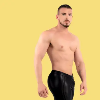 RØK Rebel Skinny Rear-Zip fetish pants, front and rear zip | Dark-Ink