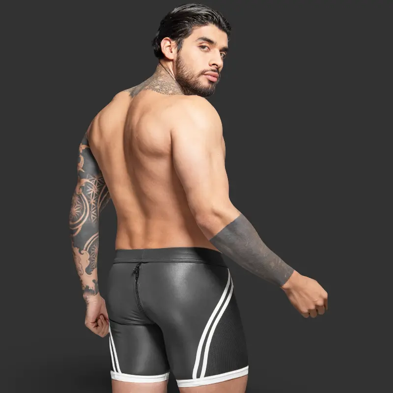 Short biker fetish RØK Rebel Skin, pouch desmontable | Dark-Ink