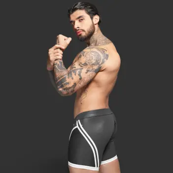 Short biker fetish RØK Rebel Skin, pouch desmontable | Dark-Ink