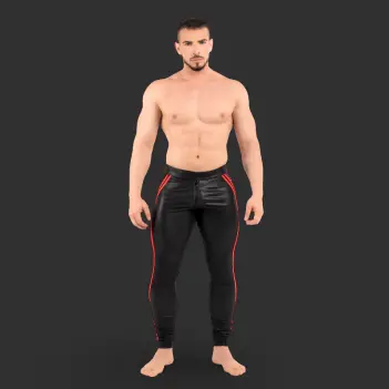RØK Rebel Skinny Open Ass fetish pants, racing stripe | Dark-Ink