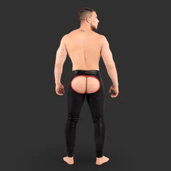 RØK Rebel Skinny Open Ass fetish pants, racing stripe | Dark-Ink