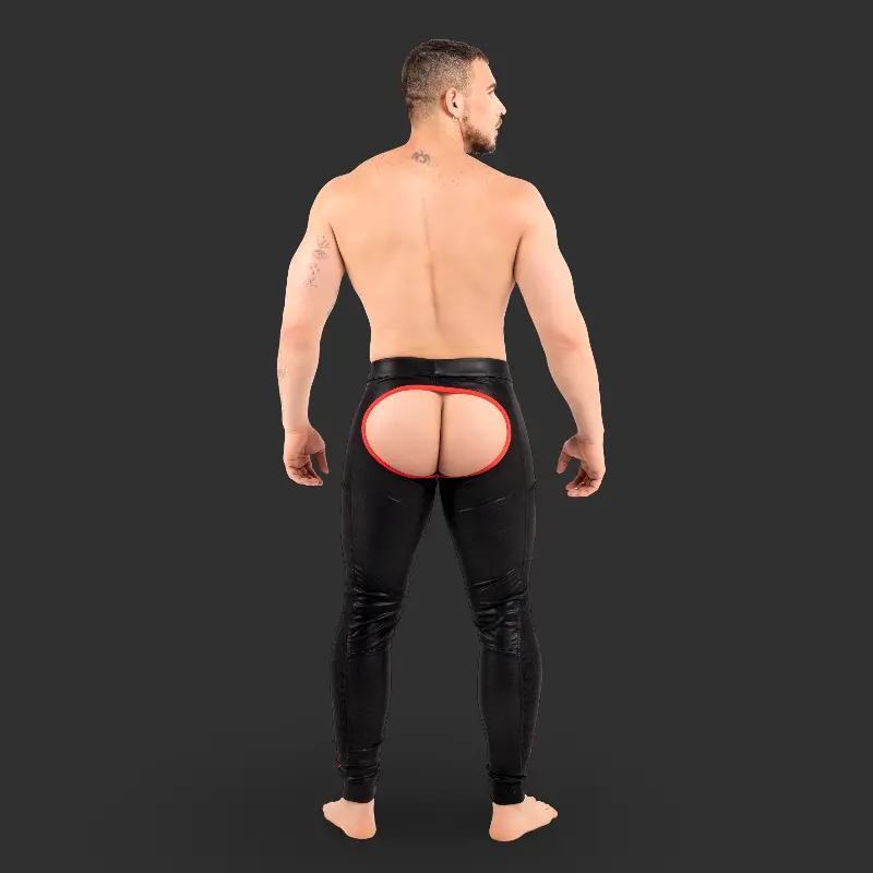 RØK Rebel Skinny Open Ass fetish pants, racing stripe | Dark-Ink