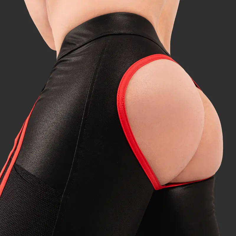 RØK Rebel Skinny Open Ass fetish pants, racing stripe | Dark-Ink
