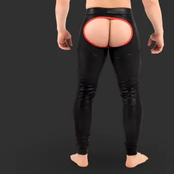 RØK Rebel Skinny Open Ass fetish pants, racing stripe | Dark-Ink