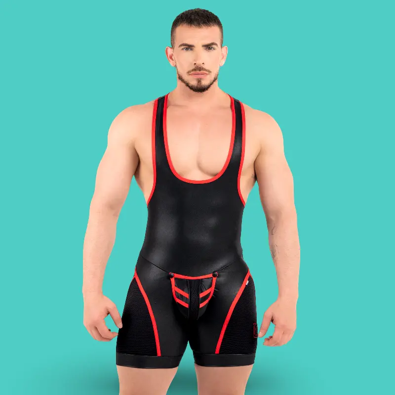 RØK Rebel Pouch Wrestler Fetish Singlet, snap-off pouch | Dark-Ink