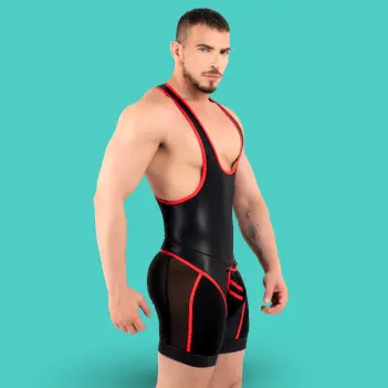 Singlet fetish RØK Rebel Pouch Wrestler, pouch desmontable | Dark-Ink