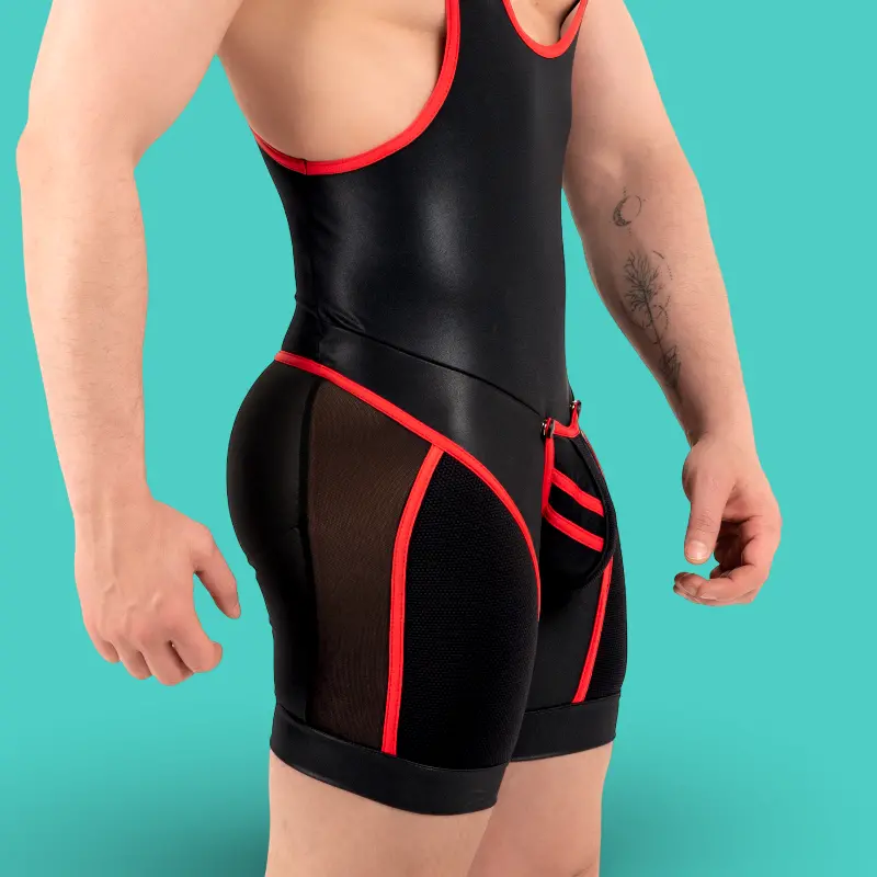 Singlet fetish RØK Rebel Pouch Wrestler, pouch amovible | Dark-Ink
