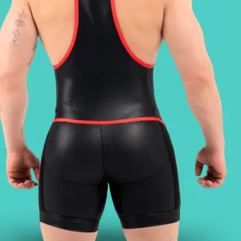 RØK Rebel Pouch Wrestler Fetish Singlet, snap-off pouch | Dark-Ink