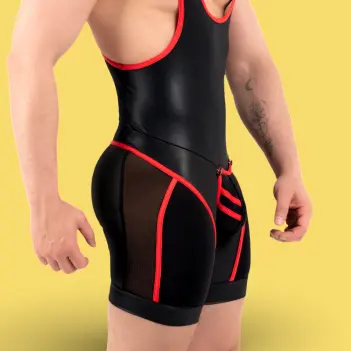 Singlet fetish RØK Rebel Pouch Wrestler, pouch amovible | Dark-Ink