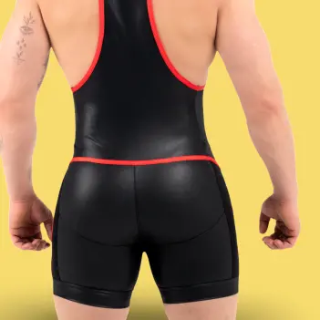 RØK Rebel Pouch Wrestler Fetish Singlet, snap-off pouch | Dark-Ink