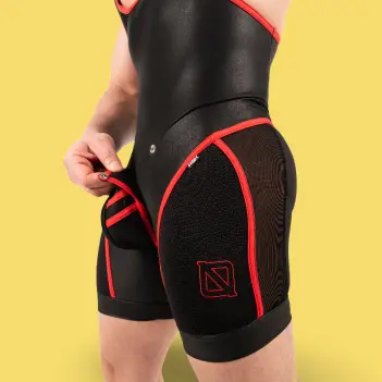 RØK Rebel Pouch Wrestler Fetish Singlet, snap-off pouch | Dark-Ink
