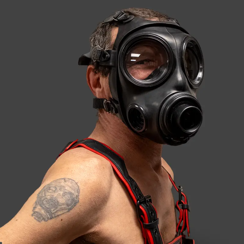 Masque à gaz fetish S10.4 GASMASTER | Double entrée | Dark-Ink
