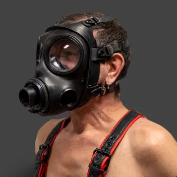 Masque à gaz fetish S10.4 GASMASTER | Double entrée | Dark-Ink
