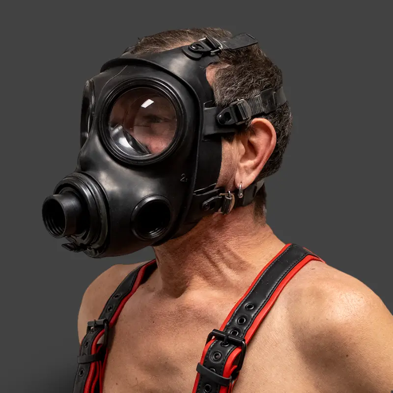 Masque à gaz fetish S10.4 GASMASTER | Double entrée | Dark-Ink