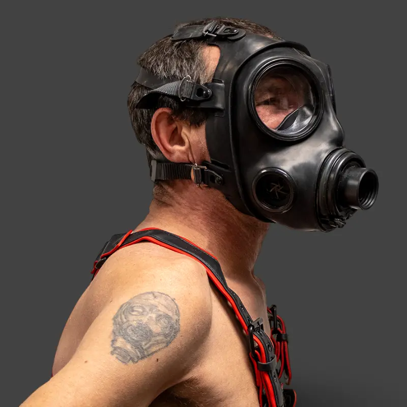 Masque à gaz fetish S10.4 GASMASTER | Double entrée | Dark-Ink