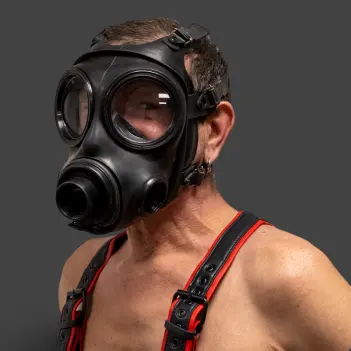 Masque à gaz fetish S10.4 GASMASTER | Double entrée | Dark-Ink