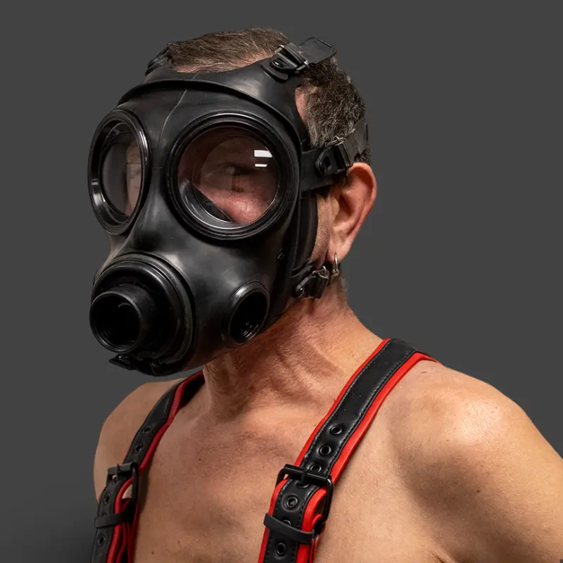 Masque à gaz fetish S10.4 GASMASTER | Double entrée | Dark-Ink