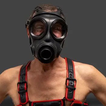 GASMASTER S10.4 Fetish Gas Mask | Dual Intake + Outlet | Dark-Ink