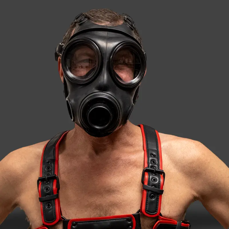 Masque à gaz fetish S10.4 GASMASTER | Double entrée | Dark-Ink