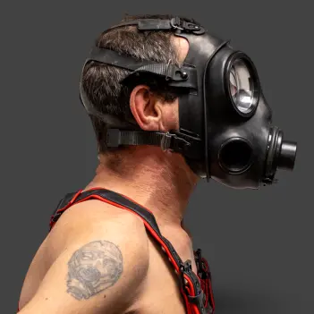 Masque à gaz fetish S10.4 GASMASTER | Double entrée | Dark-Ink