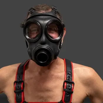 Masque à gaz fetish S10.4 GASMASTER | Double entrée | Dark-Ink