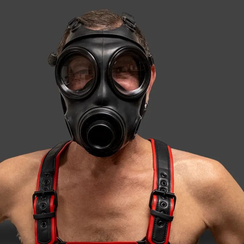 Masque à gaz fetish S10.4 GASMASTER | Double entrée | Dark-Ink