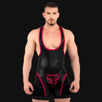 RØK Rebel Open-Ass Fetish-Singlet, matte Panels und Mesh | Dark-Ink