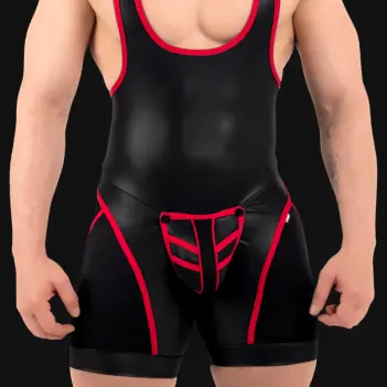 Singlet fetish RØK Rebel Open-Ass, panneaux mat et mesh | Dark-Ink