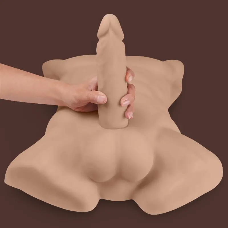SILEX D Apollo L männlicher Torso Caramel, Wechsel-Dildo | Dark-Ink