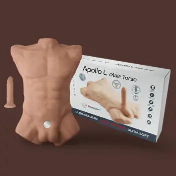 SILEX D Apollo L männlicher Torso Caramel, Wechsel-Dildo | Dark-Ink
