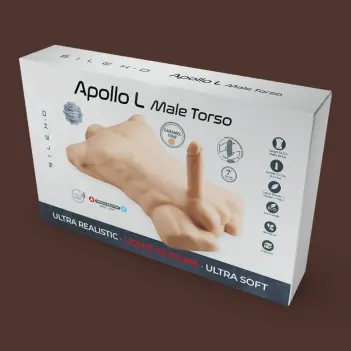 SILEX D Apollo L männlicher Torso Caramel, Wechsel-Dildo | Dark-Ink