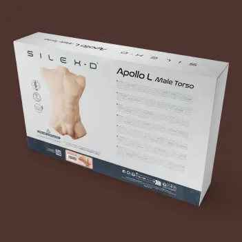 SILEX D Apollo L männlicher Torso Caramel, Wechsel-Dildo | Dark-Ink
