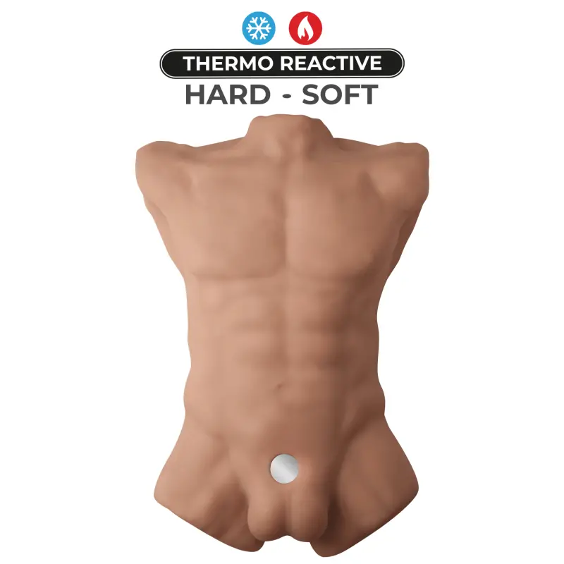 SILEX D Apollo L männlicher Torso Caramel, Wechsel-Dildo | Dark-Ink