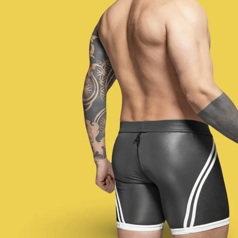 Short biker fetish RØK Rebel Skin, pouch desmontable | Dark-Ink