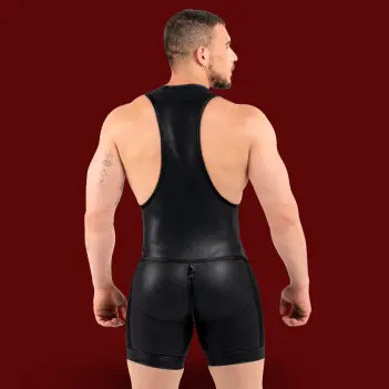 RØK Rebel Wrestler Fetish-Singlet, Rückenzip | Dark-Ink