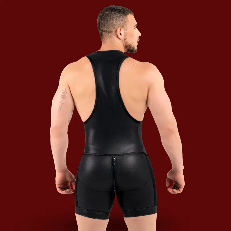 Singlet fetish RØK Rebel Wrestler, cremallera trasera | Dark-Ink