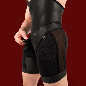 Singlet fetish RØK Rebel Wrestler, zip arrière | Dark-Ink