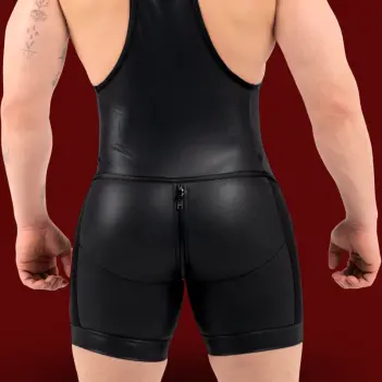 Singlet fetish RØK Rebel Wrestler, zip arrière | Dark-Ink