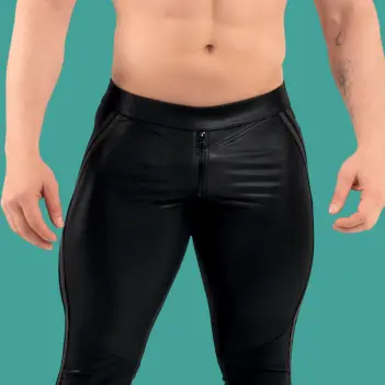 RØK Rebel Skinny Rear-Zip fetish pants, front and rear zip | Dark-Ink
