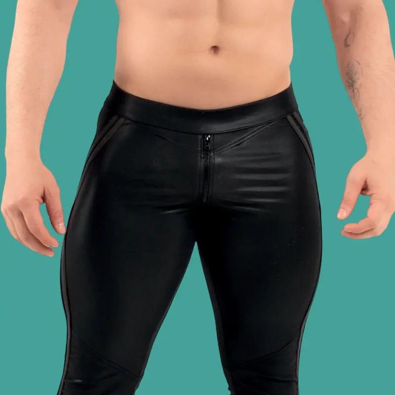 RØK Rebel Skinny Rear-Zip fetish pants, front and rear zip | Dark-Ink