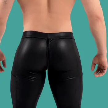 RØK Rebel Skinny Rear-Zip fetish pants, front and rear zip | Dark-Ink