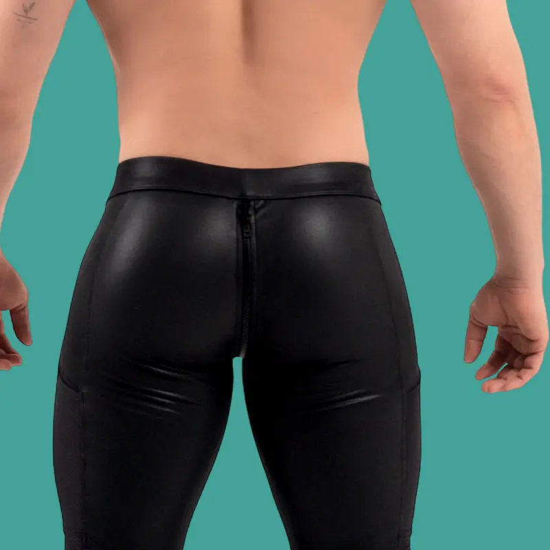 RØK Rebel Skinny Rear-Zip fetish pants, front and rear zip | Dark-Ink