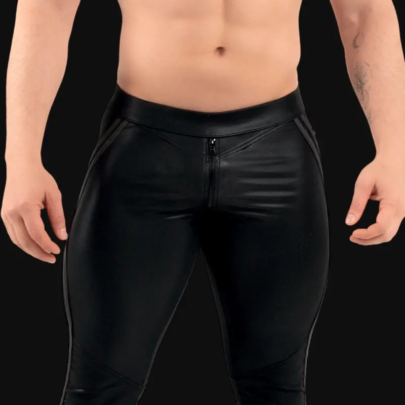 RØK Rebel Skinny Rear-Zip fetish pants, front and rear zip | Dark-Ink