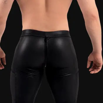 RØK Rebel Skinny Rear-Zip fetish pants, front and rear zip | Dark-Ink