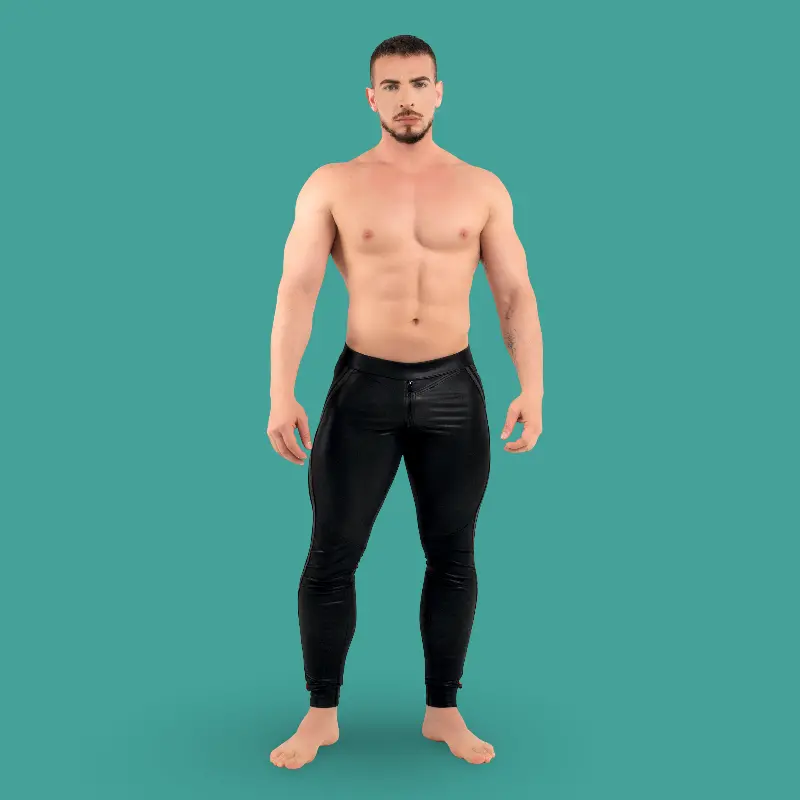 RØK Rebel Skinny Rear-Zip fetish pants, front and rear zip | Dark-Ink