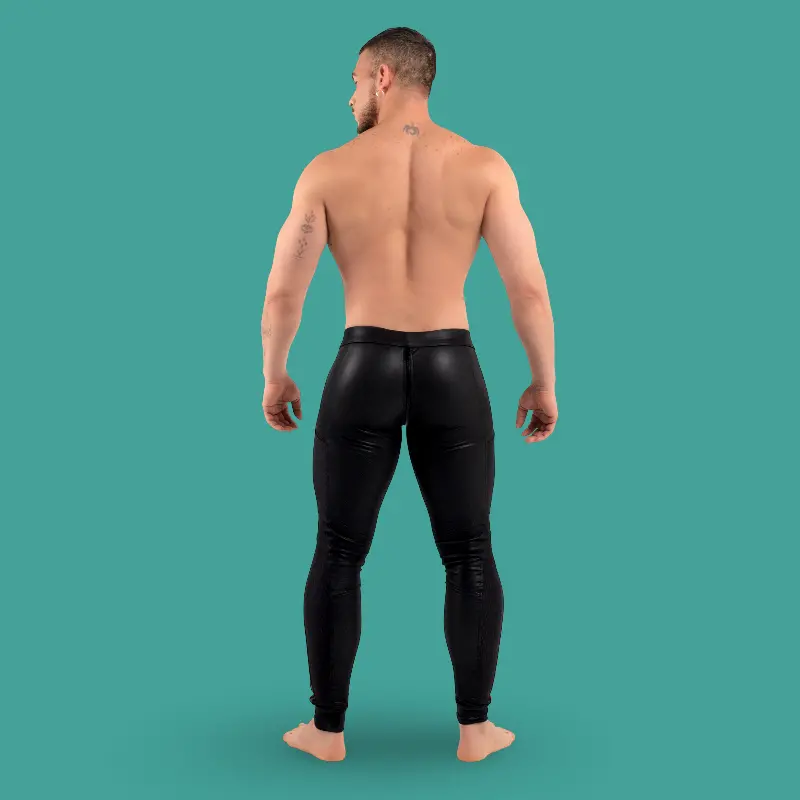 RØK Rebel Skinny Rear-Zip fetish pants, front and rear zip | Dark-Ink