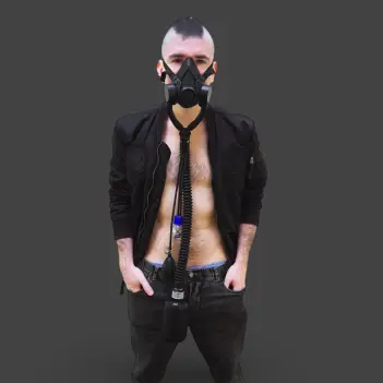GASMASTER Aroma Pump Fetisch-Halbmaske | Handpumpe, 40 mm | Dark-Ink