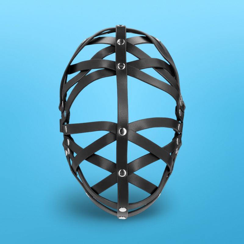 Leather cage mask black