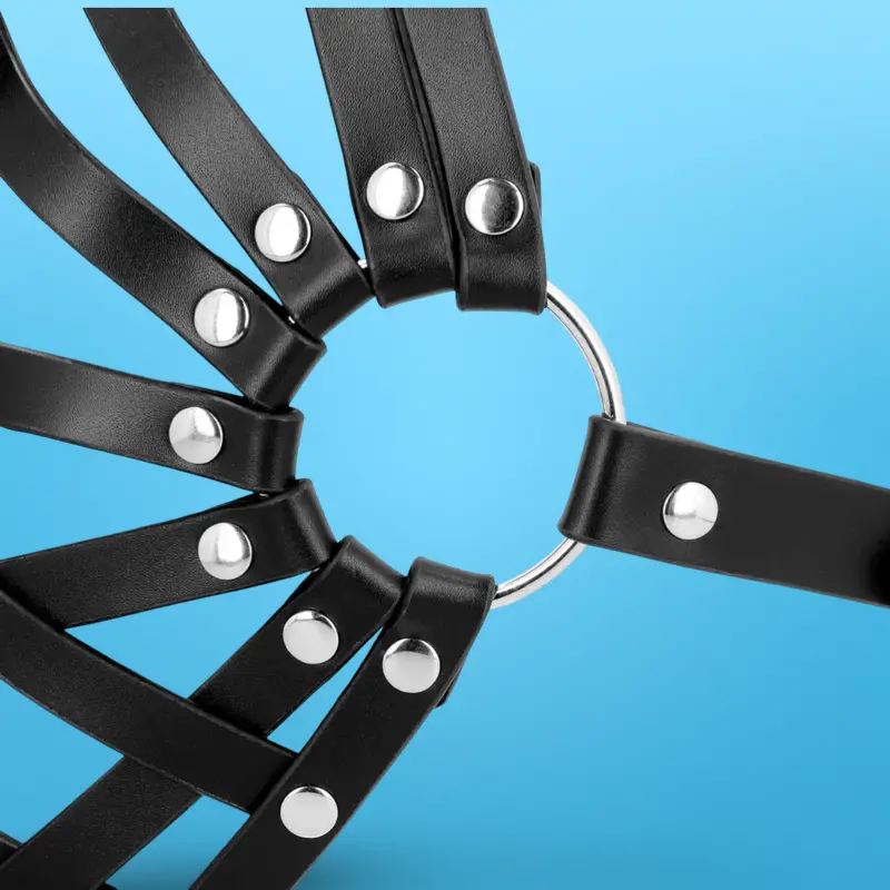 OUCH! Leder Cage Maske Schwarz, offenes Gesicht | Dark-Ink
