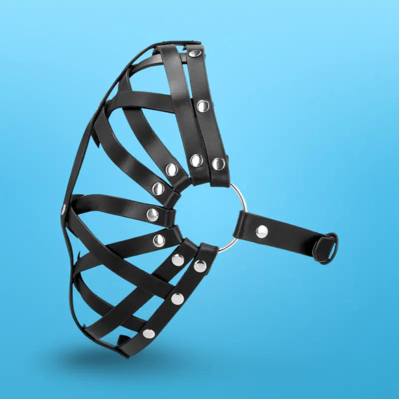 OUCH! Leder Cage Maske Schwarz, offenes Gesicht | Dark-Ink